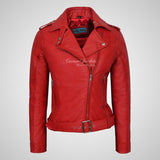BRIELLE Womens Soft Leather Cross Zip Biker Jacket