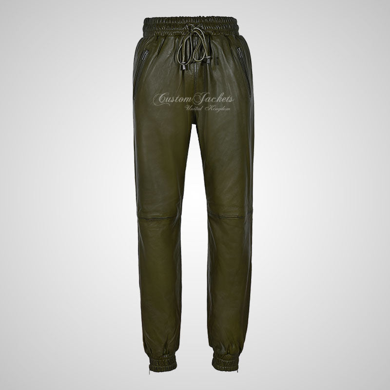 STRIDE Men's Leather Jogging Bottoms Leather Trousers