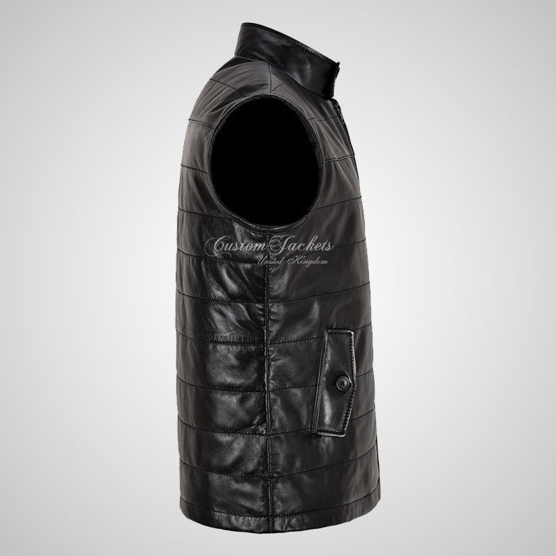 HADLEY Quilted Puffer Leather Gilet for Men Soft Leather