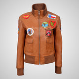 TOP GUN Leather Bomber Jacket for Ladies Soft Leather