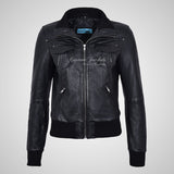 CORAL Ladies Fitted Bomber Leather Jacket Soft Lambskin Blouson
