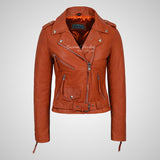 Ladies BRANDO Biker Leather Jacket Soft Leather Jacket