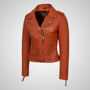 Ladies BRANDO Biker Leather Jacket Soft Leather Jacket