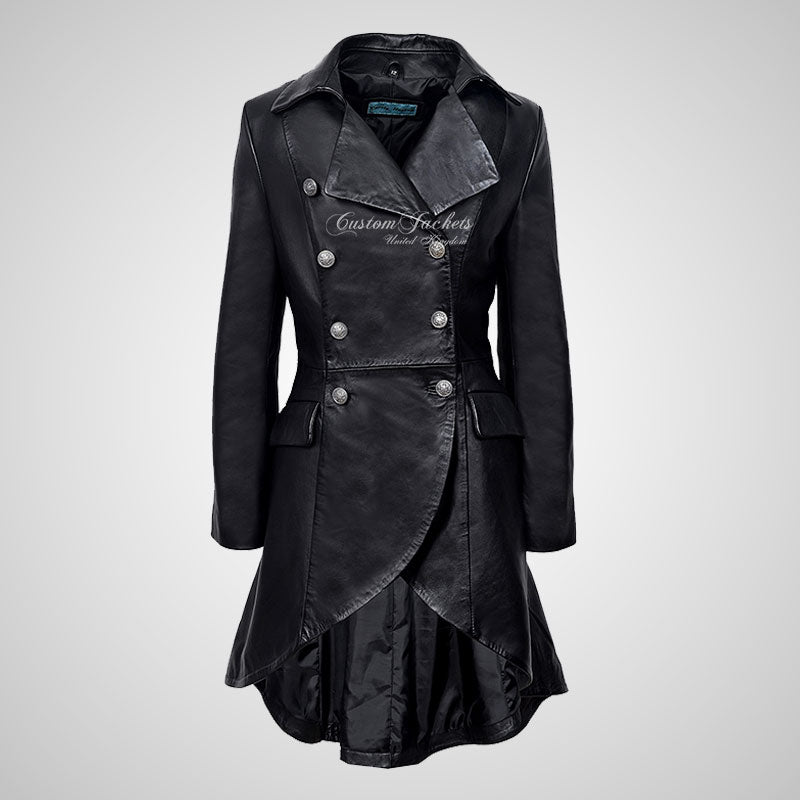 ENVY Ladies Laced Back Leather Flare Coat