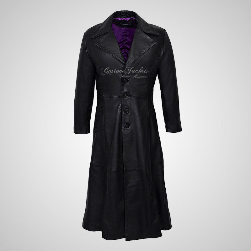 DRACULA Full Length Leather Coat Black Gothic Leather Coat