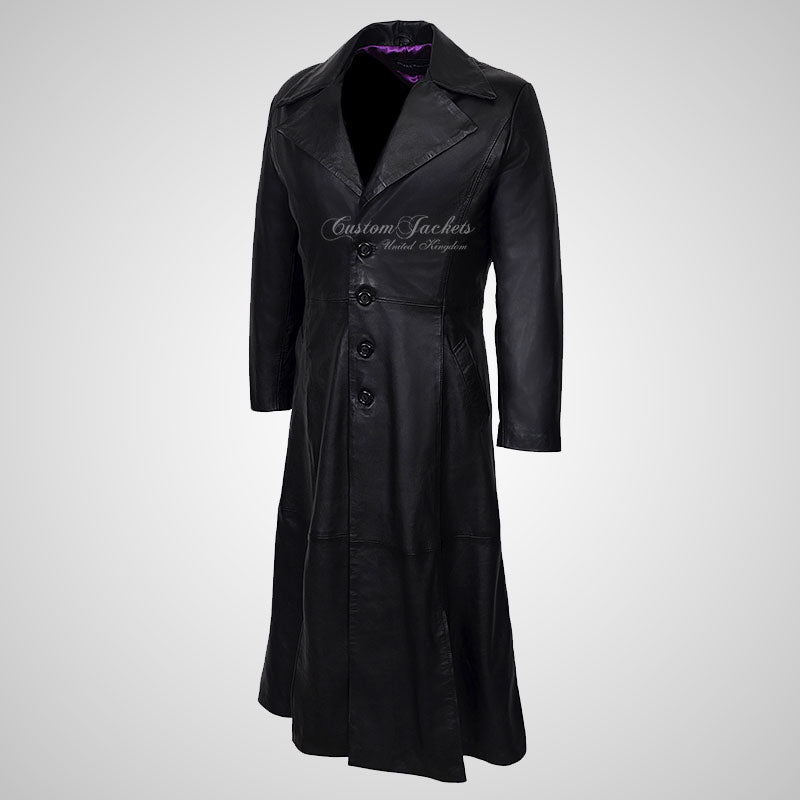 DRACULA Full Length Leather Coat Black Gothic Leather Coat