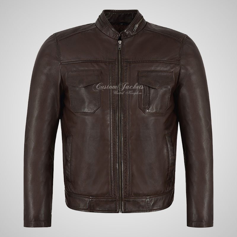 EYAM Men's Biker Leather Jacket Soft Leather Casual Fashion Jacket