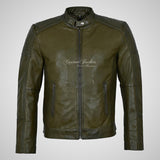 CALEB Biker Style Leather Jacket For Men