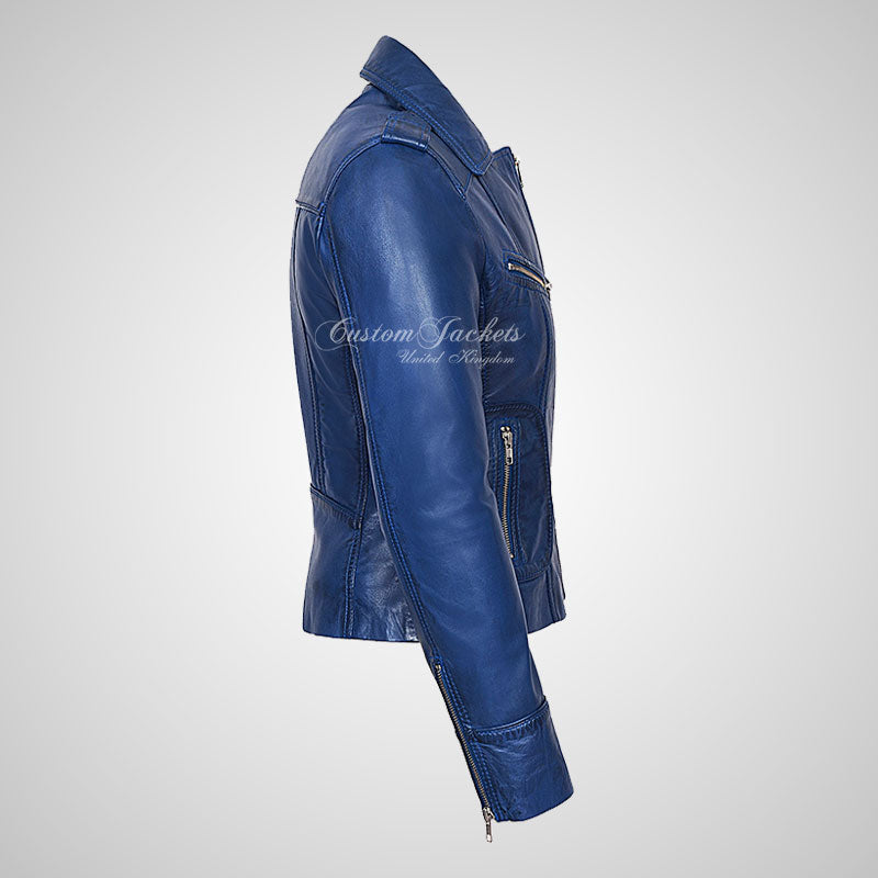 BLAZE Leather Biker Leather Jacket For Women Soft Lambskin Leather