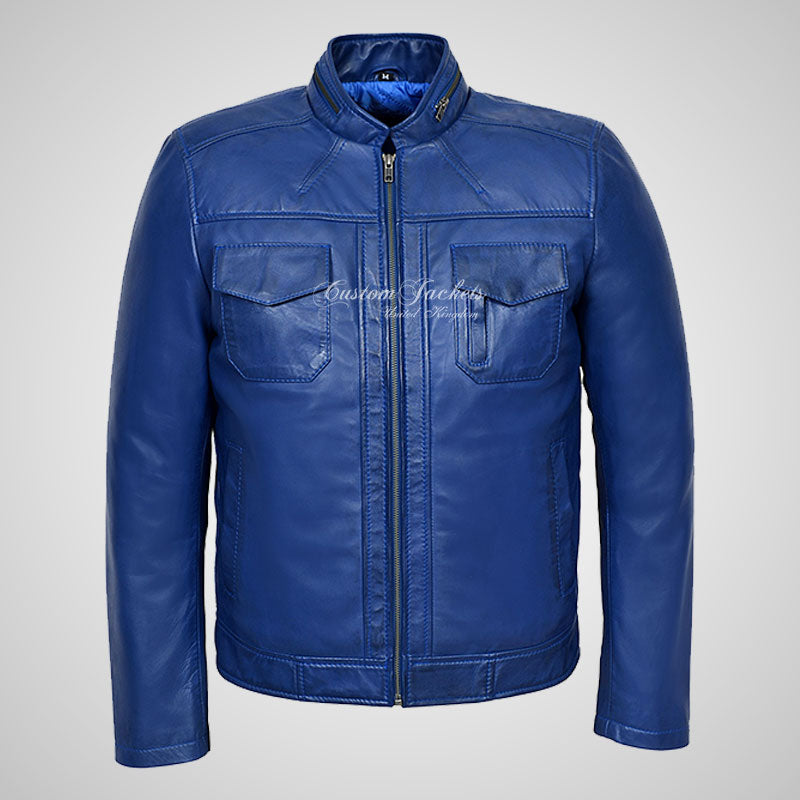 EYAM Men's Biker Leather Jacket Soft Leather Casual Fashion Jacket