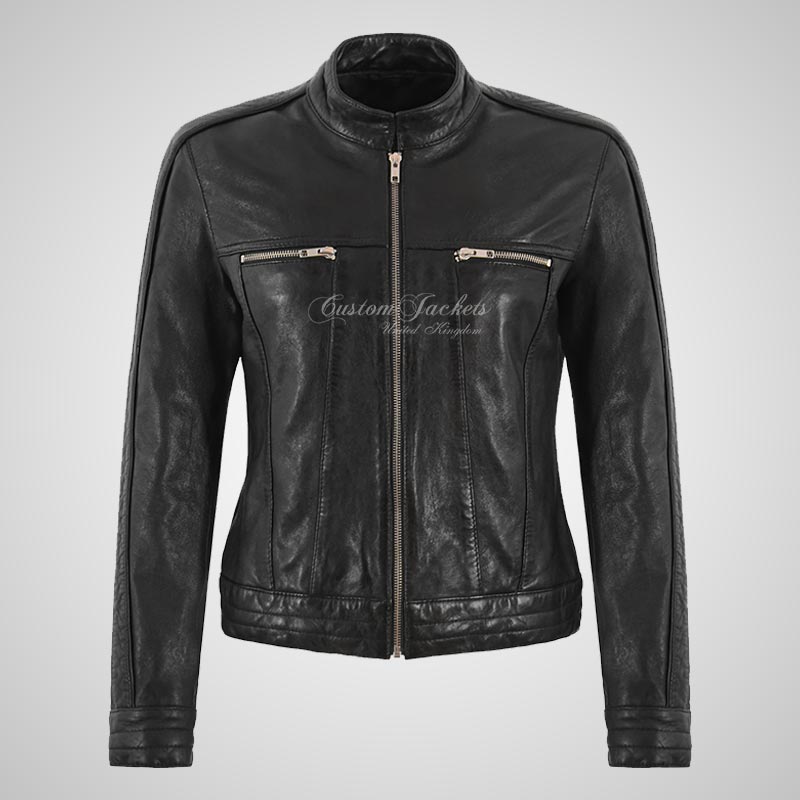 VALERIA Women Slim Fit Leather Biker Jacket