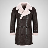 CASPER Men's Double Breasted Shearling Coat Natural Sheepskin Jacket