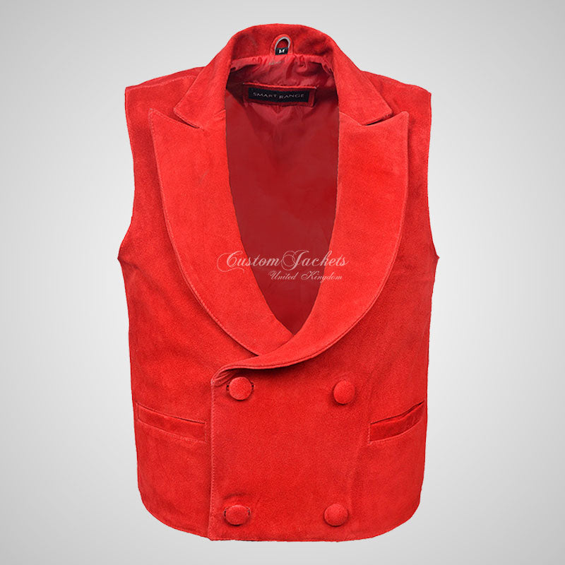 REGENCY Mens Suede Waistcoat Double Breasted Formal Vest
