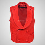 REGENCY Mens Suede Waistcoat Double Breasted Formal Vest