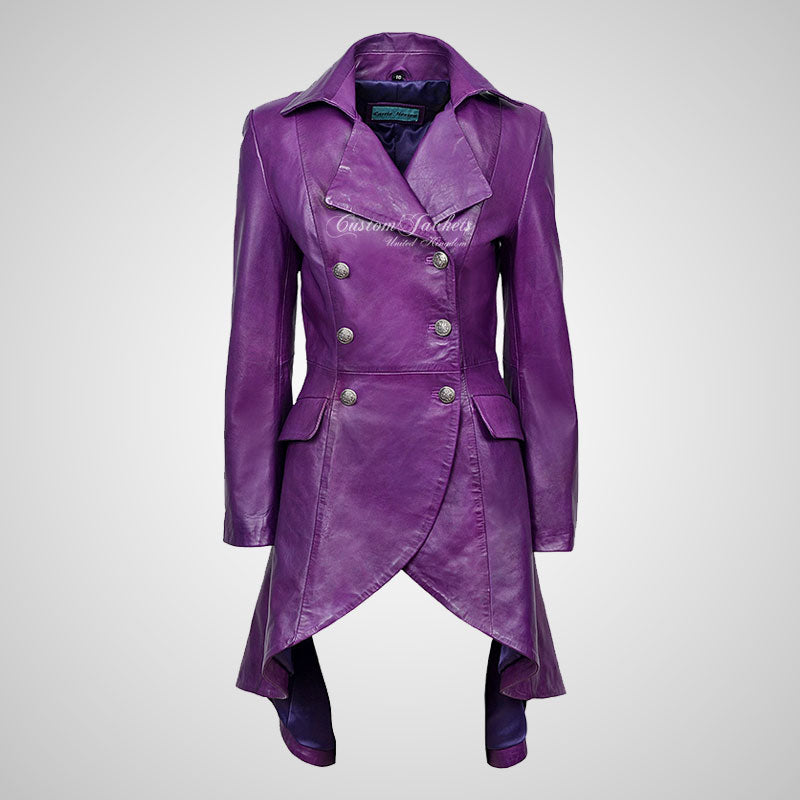 ENVY Ladies Laced Back Leather Flare Coat