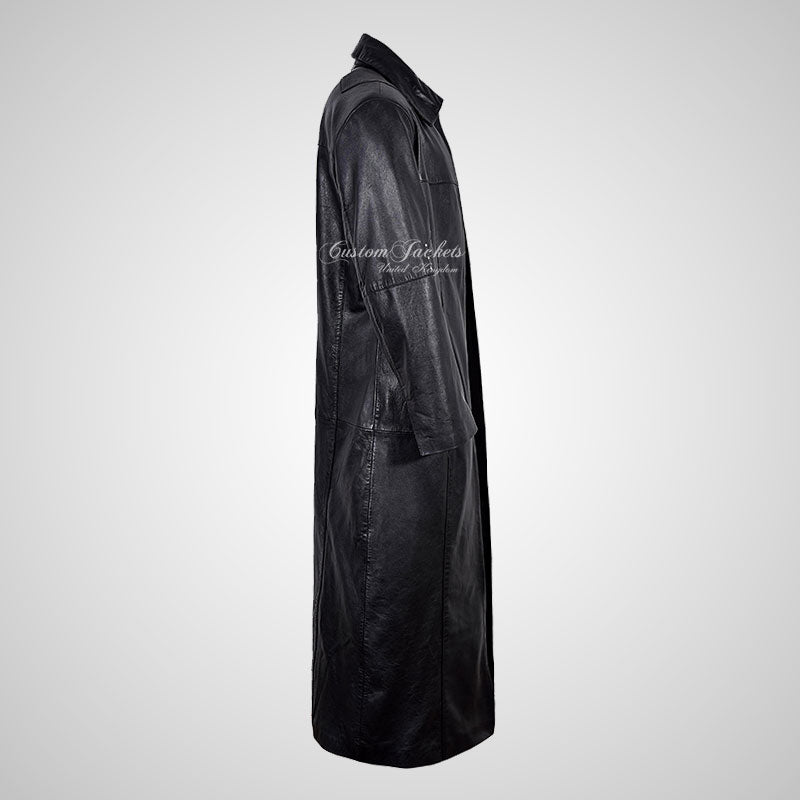 THE DARK TOWER Leather Long Coat For Mens