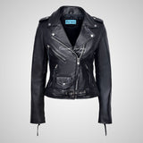 Ladies BRANDO Biker Leather Jacket Soft Leather Jacket