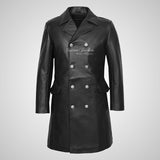 GERMAN Style 3/4 Length Mens Leather Long Coat