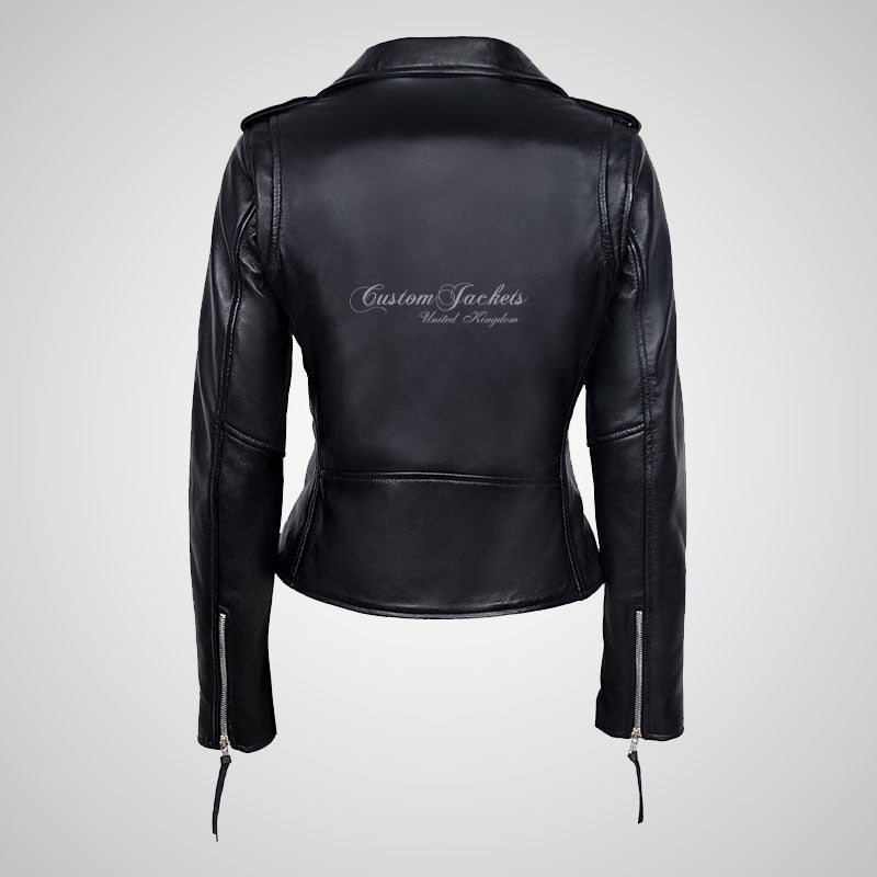 Ladies BRANDO Biker Leather Jacket Soft Leather Jacket