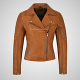 BRINLEY Ladies Leather Side Zip Biker Jacket