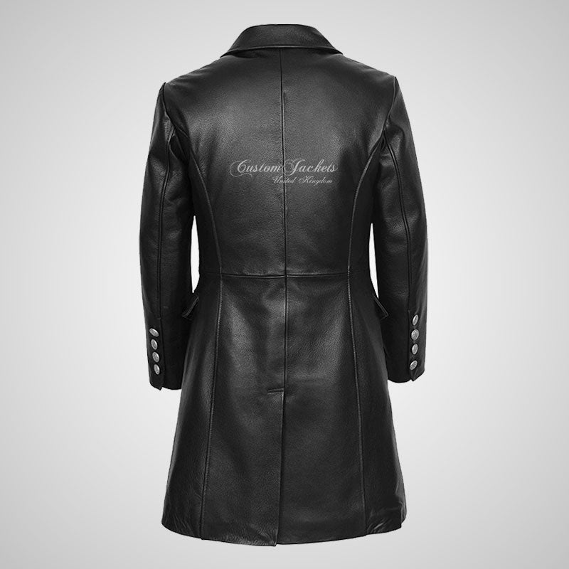 GERMAN Style 3/4 Length Mens Leather Long Coat – Custom Jackets