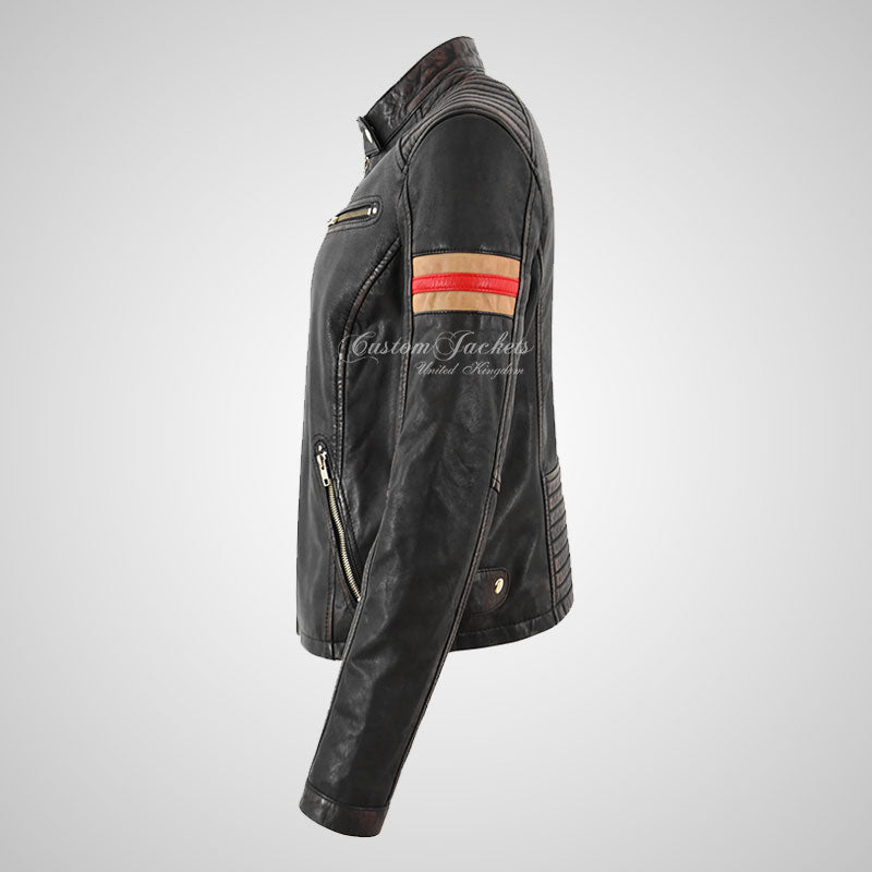 MEDELLIN Ladies Vintage Waxed Leather Biker Jacket