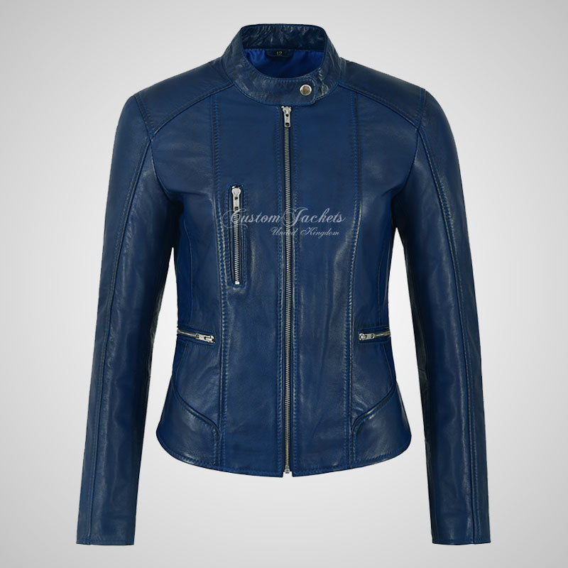 FIERCE Women's Biker Leather Jacket Fitted