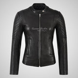 ELARA Black Biker Leather Jacket For Women Soft Lamb Leather