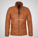BRISTOL Double Collar Leather Safari Coat Lambskin Napa Leather
