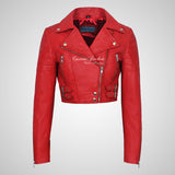 VOGUE Womens Leather Cropped Jacket Short Biker Leather Jacket