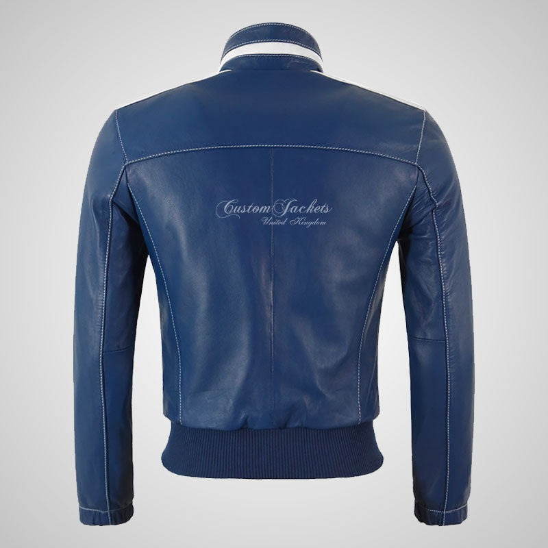 APOLLO Men's Leather Sports Bomber Jacket