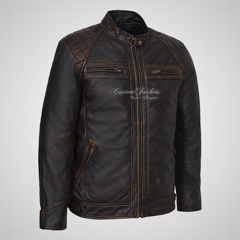 CONRAD Mens Leather Biker Jacket Real Leather Jacket