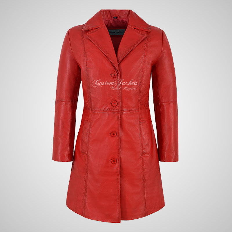 MIDDLETON Ladies Leather Coat Casual Long Blouson Jacket