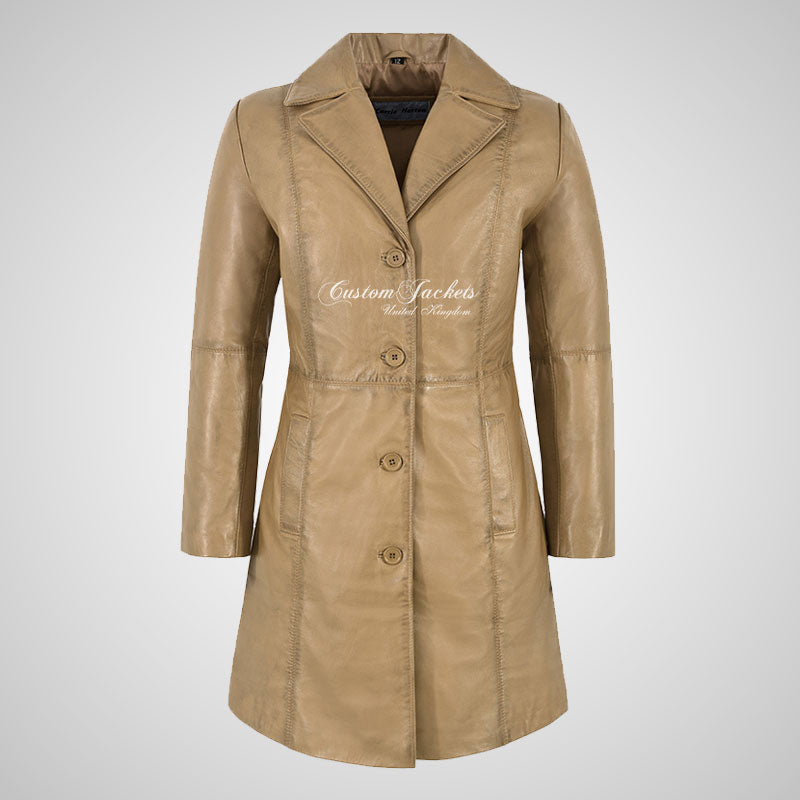 MIDDLETON Ladies Leather Coat Casual Long Blouson Jacket