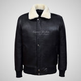 TRAP Leather Bomber Pilot Jacket Aniline Leather Detachable Fur Collar