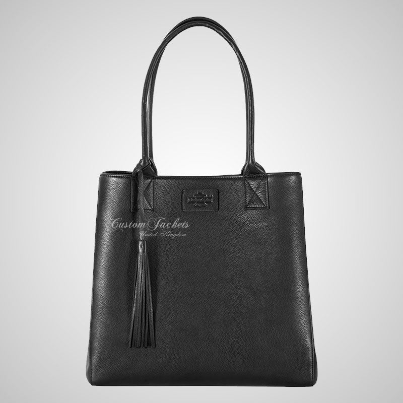 Ladies Leather Purse Black Shoulder Tote Handbag