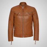 URIAH Mens Leather Biker Jacket Soft Lamb Napa Leather