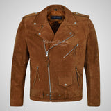 MARLON BRANDO Mens Suede Biker Jacket Suede Leather Jacket