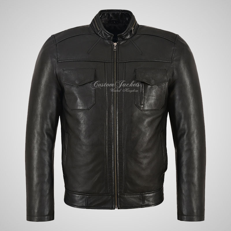 EYAM Men's Biker Leather Jacket Soft Leather Casual Fashion Jacket