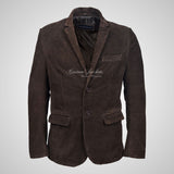ROMA Mens 2 Button Suede Blazer Leather Sports Jacket