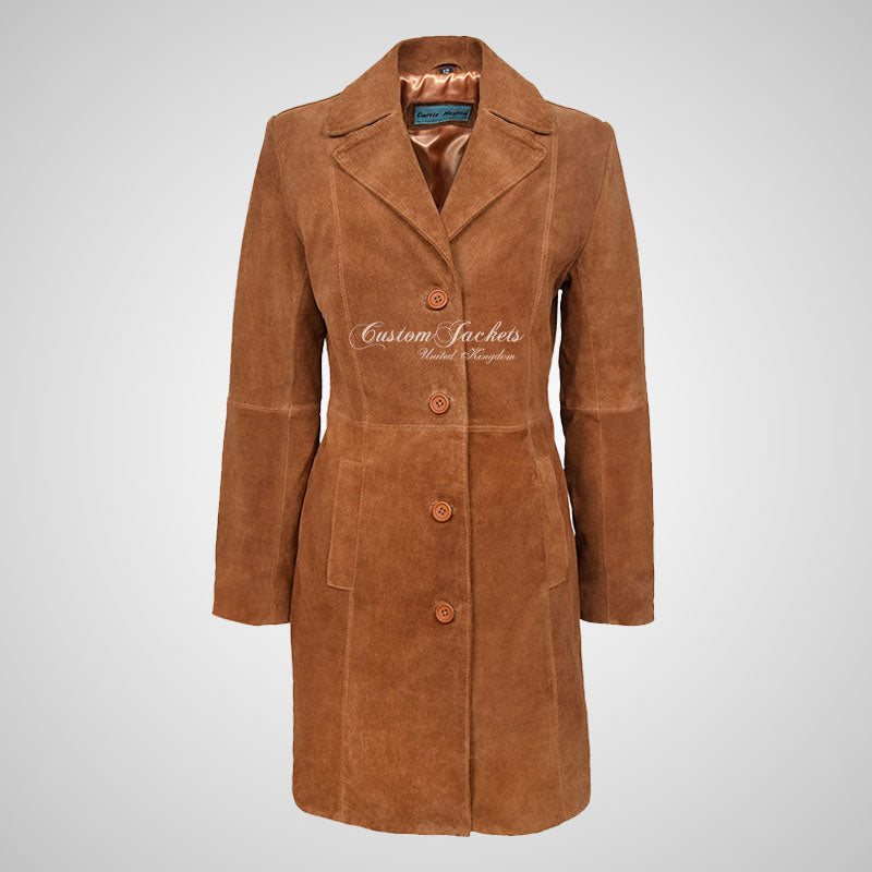 MIDDLETON Ladies Suede Coat Casual Long Leather Blouson Jacket