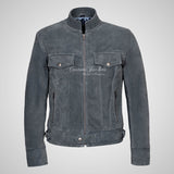 ROADSTRE Men's Suede Biker Jacket - Soft Calf Suede Leather