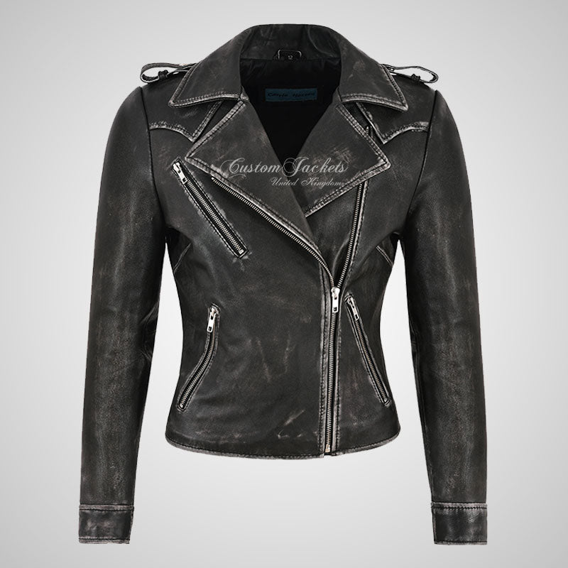 KATE-2 Ladies Biker Style Fashion Leather Jacket