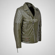 HIGHWAY Mens Leather Biker Jacket Cowhide Leather Jacket