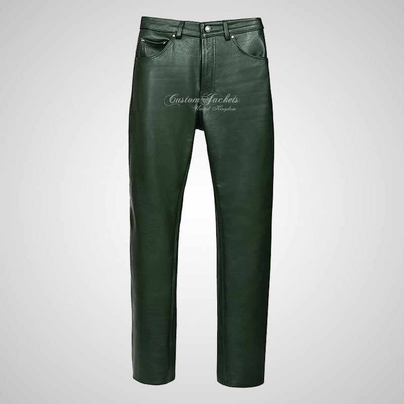 Mens 501 Leather Jeans Style Leather Pants