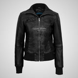 ELOWEN Women's Leather Bomber Jacket