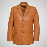 SAMUEL Classic Men's Three Button Leather Blazer Tan