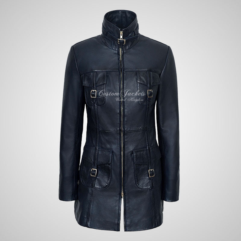 GINVERA Ladies Hip Length Blouson Jacket Soft Lambskin Leather