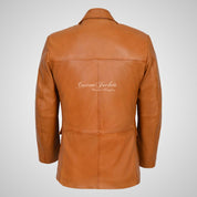 CORBIN Two Button Tan Leather Blazer For Men