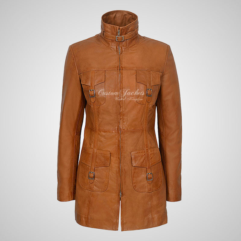 GINVERA Ladies Hip Length Blouson Jacket Soft Lambskin Leather